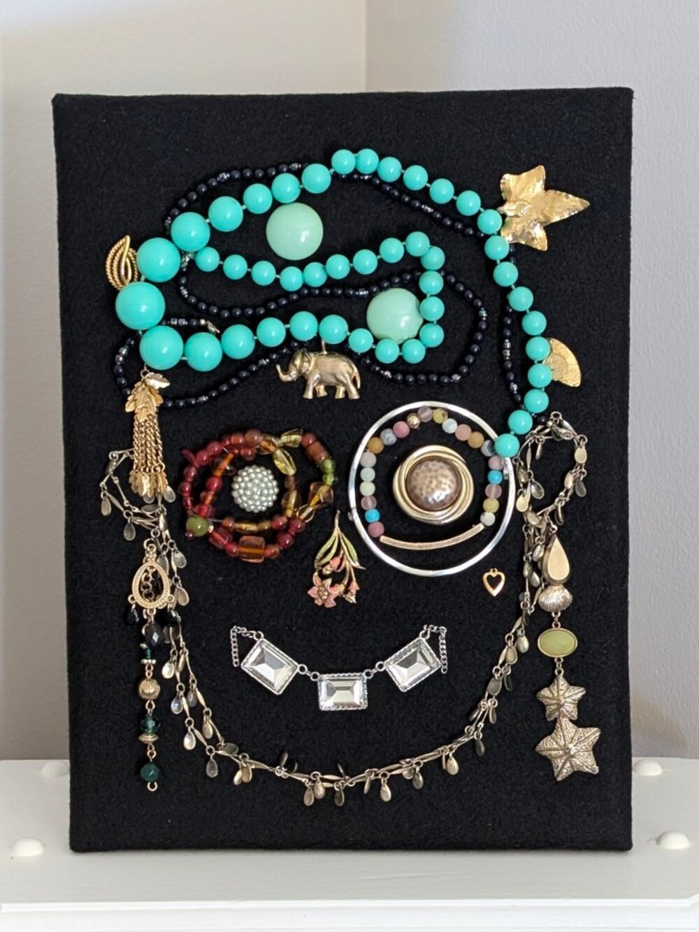 LEONA - Resting Gem Face Handmade Upcycled Jewellery Portrait Art - Piece 6